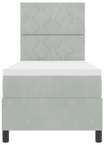 Boxspring Ágy Matrac &amp; LED Fény Szürke 80x200 cm Bársony