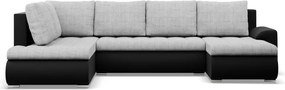 Tokio U sarokkanapé, 3 ágyneműtartóval, fonott + műbőr, baloldali, szürke - fekete