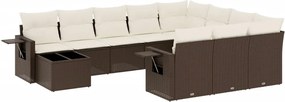 vidaXL 11 részes barna polyrattan kerti ülőgarnitúra párnákkal
