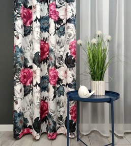 Függöny kész bársony 140x250 új amaránt virágok