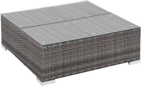 6-részes szürke polyrattan kerti bútorszett párnákkal