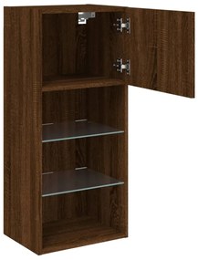 barna tölgyszínű TV-szekrény LED-lámpákkal 40,5x30x90 cm
