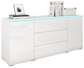 VERA 150 komód, 150x68x39,5, fehér/fehér fényű