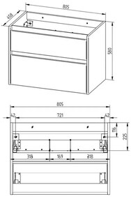 Mereo Mereo, Opto, fürdőszoba szekrény 81 cm, fehér-tölgy riviéra, MER-CN931S