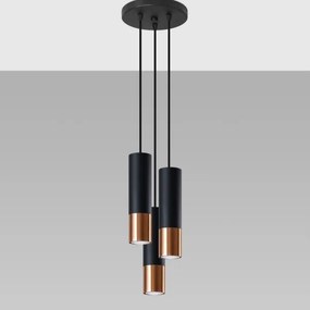 Sollux SL.0949 - Csillár zsinóron LOOPEZ 3xGU10/10W/230V kerek fekete/réz