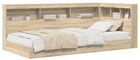 Könyvespolcos ágy Sonoma tölgy 75x190 cm szerelt fa