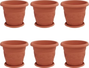 vidaXL Növénycserép 6 pcs Tégla Vörös Ø 26 x 21.5 cm Műanyag
