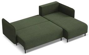 Zöld kinyitható-tárolóhelyes sarokkanapé (jobb oldali) Luana – Makamii