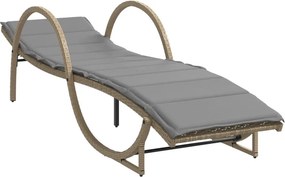 vidaXL bézs polyrattan napozóágy párnával 60 x 199 x 42 cm