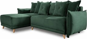Zöld kordbársony kinyitható sarokkanapé (variálható) Lazy Lukka – Miuform