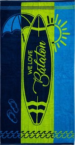 BALATON Strandtörölköző kék-zöld 2024 160x86cm