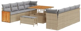 Kerti Kanapé Szett 11 pcs Bézs 100 x 100 x 71 cm polirattan