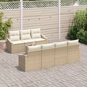 8 darabos Kerti Kanapé Szett Párnákkal Bézs Poly Rattan
