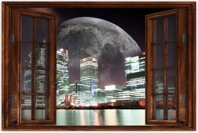 Poszterek 90x60 Város éjszaka Hold