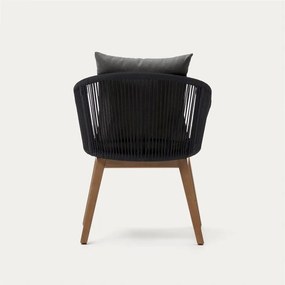 Fekete tömörfa kerti fotel Portalo – Kave Home