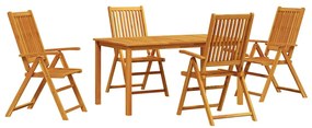 vidaXL Kert étkező szett 5 pcs Barna Tömör Akácfa