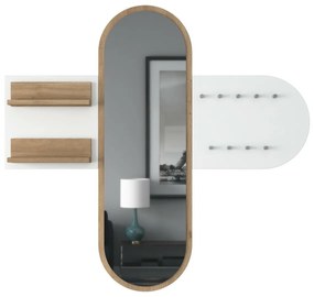 Fali akasztó tükörrel Pomi White and Walnut