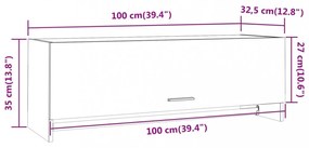 füstös tölgy színű szerelt fa ruhásszekrény 100 x 32,5 x 35 cm
