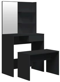 fekete fésülködőasztal szett 74,5 x 40 x 141 cm