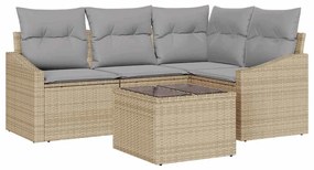 vidaXL Kanapé Szett párnával 5 pcs Bézs polirattan