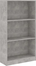 vidaXL 3 szintes betonszürke szerelt fa könyvszekrény 60x24x109 cm