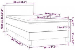 cappuccino színű műbőr rugós ágy matraccal és LED-del 80x200 cm