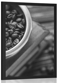 Poszter vintage kávédaráló fekete fehérben