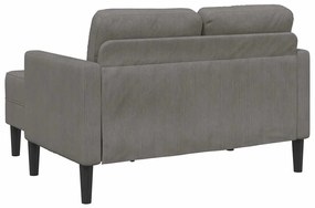 világosszürke vászon 2 üléses kanapé L-alakú kanapéval 125 cm