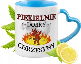 Keresztelőre Kék Bögre Szív Alakú Füllel Ajándék