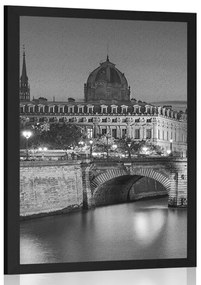 Poszter káprázatos párizsi panoráma fekete-fehérben