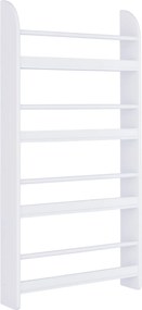 HOMCOM Fali Polc 4 Polccal Gyerek Könyvespolc Otthoni Irodához, 30kg teherbírás, 59x12x113 cm, fehér | Aosom