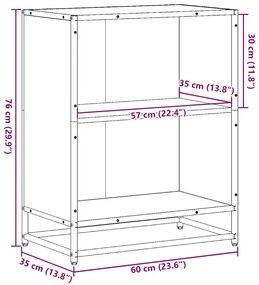 füstös tölgy színű szerelt fa könyvszekrény 60x35x76 cm