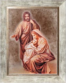 Szent Család Szakrális Vászonkép Fehér Díszített Keretben 30X40
