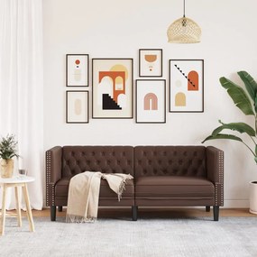 vidaXL 2 személyes barna műbőr Chesterfield kanapé