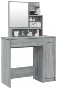 szürke sonoma színű fésülködőasztal tükörrel 86,5 x 35 x 136 cm