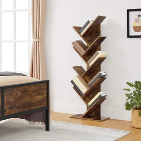 Fa alakú könyvespolc 8 szintes 50 x 25 x 141,5 cm, rusztikus barna