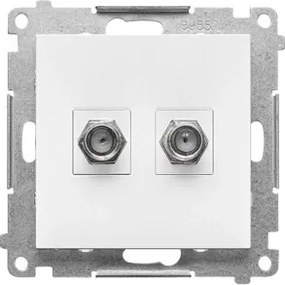 Simon 55 Dupla Antenna aljzat F típus Süllyesztett Fehér Matt