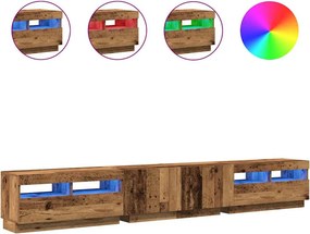 vidaXL antik fa színű szerelt fa TV-szekrény LED-ekkel 260x35x40 cm