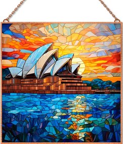 Sydney Operaház-Ólomüveg stílusban üvegkép, falikép