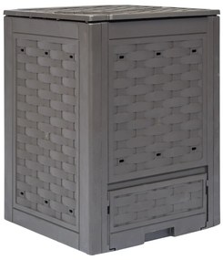 vidaXL barna műanyag rattan kerti komposztáló 60 x 60 x 83 cm 300 L