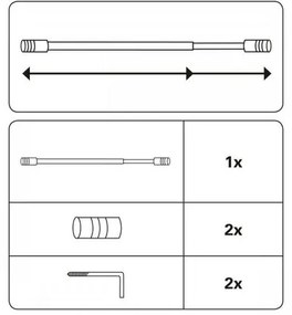 Kihúzható vitrázsrúd 10 mm henger rozsdamentes acél , 40 - 65 cm, 40 - 65 cm