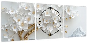 Kép – 3D elegáns életfa (órával) (90x30 cm)