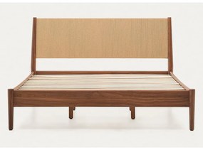 Sötétbarna franciaágy ágyráccsal 160x200 cm Elan – Kave Home