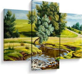 Kép - folyó a rétek között,, olajfestmény (90x60 cm)