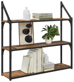 vidaXL Falpolc polcokkal tárolóval Öreg fa 80 x 21 x 78,5 cm Faanyag