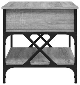 vidaXL szürke sonoma szerelt fa és fém dohányzóasztal 70 x 50 x 50 cm