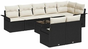 Kerti Kanapé Szett párnával tárolóval 9 pcs Fekete Poli rattan
