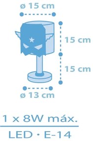 Dalber 61811 - Gyereklámpa KÉK HERO 1xE14/8W/230V