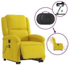 elektromos felállást segítő sárga bársony masszázsfotel
