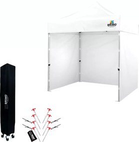 Gemini povedal Pop-up pavilon 2x2 m acél | Profi háttér Felállítva 45 mp alatt. - plusz 3 oldalfal - Fehér
